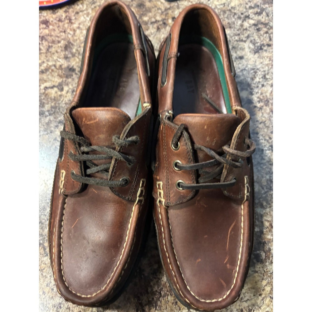 Trader Bay Mens Brown Leather Lug Sole Boat Shoes Moc Toe 77140 669 Size 9.5 D